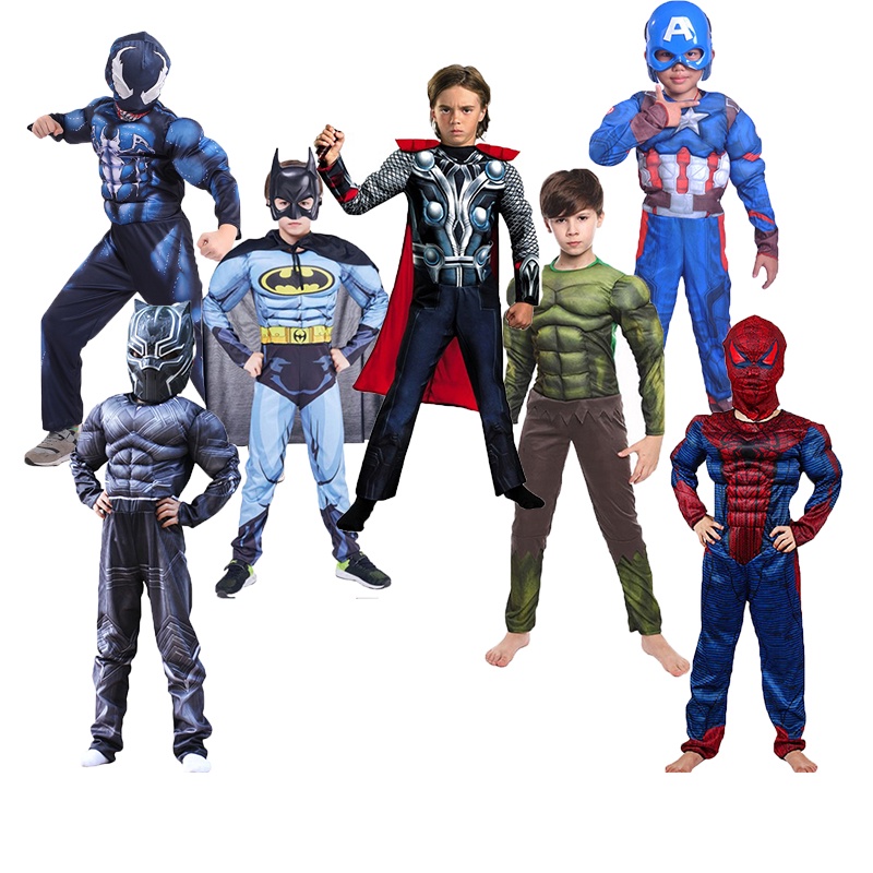 Niños Bebé Niñas Superhéroe Spiderman Batman ironman Hulk Thor Superman Pantera  Negra Veneno Deadpool Músculo Disfraz + Máscara Fiesta De Halloween |  Shopee Chile