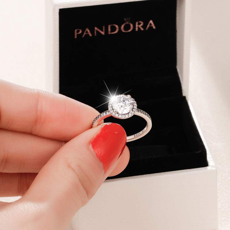 Pandora Caja De Joyería De Las Mujeres Moda De Lujo De Plata De Cristal Gota Índice De Dedo Anillo De Circonita Cúbica Diamantes Boda Promesa De | Shopee Chile