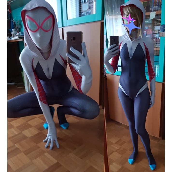 Spider Gwen Stacy Costume 3D Print Spandex Spiderman Cosplay Female Spider  Suit | Shopee Chile