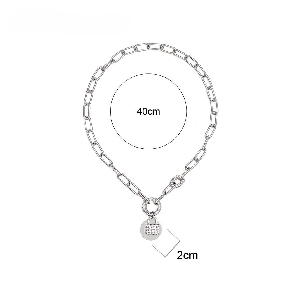 Josephina Korean Chain Necklace Girls Alloy Female Clavicle Chain Women Punk Hip Hop Personality Rhinestone Lock Pendant Simple Fashion Jewelry Multicolor Shopee Chile