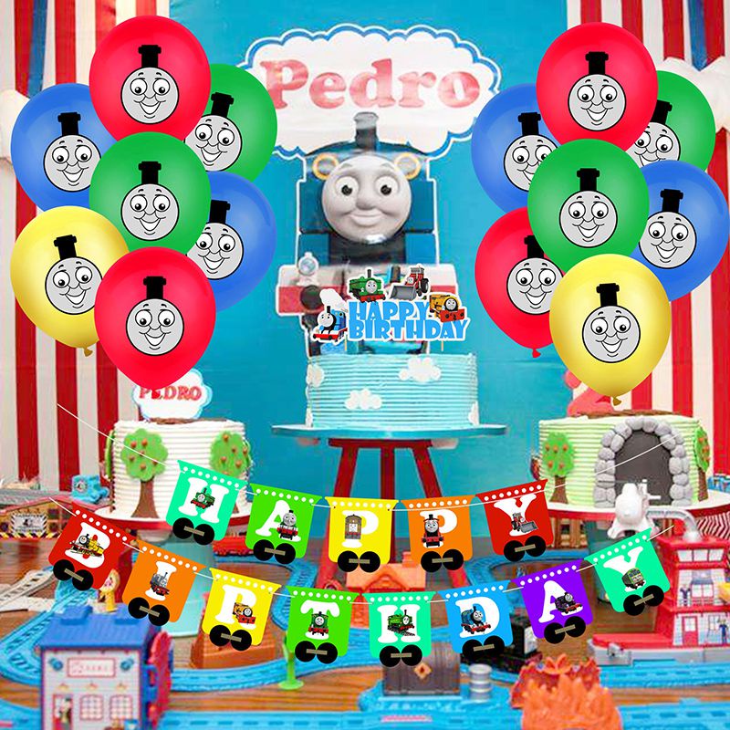 dibujos animados thomas niños tren tema niños fiesta de cumpleaños  suministros decoración globo bandera cupcake topper | Shopee Chile