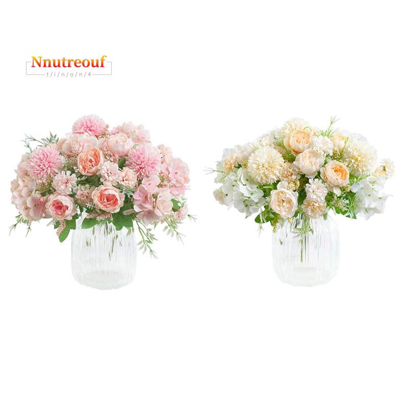 ramo de hortensias de seda peonía falsa decoración de ramo de plástico  claveles realistas 4 paquetes (champagne y blanco y rosa) | Shopee Chile