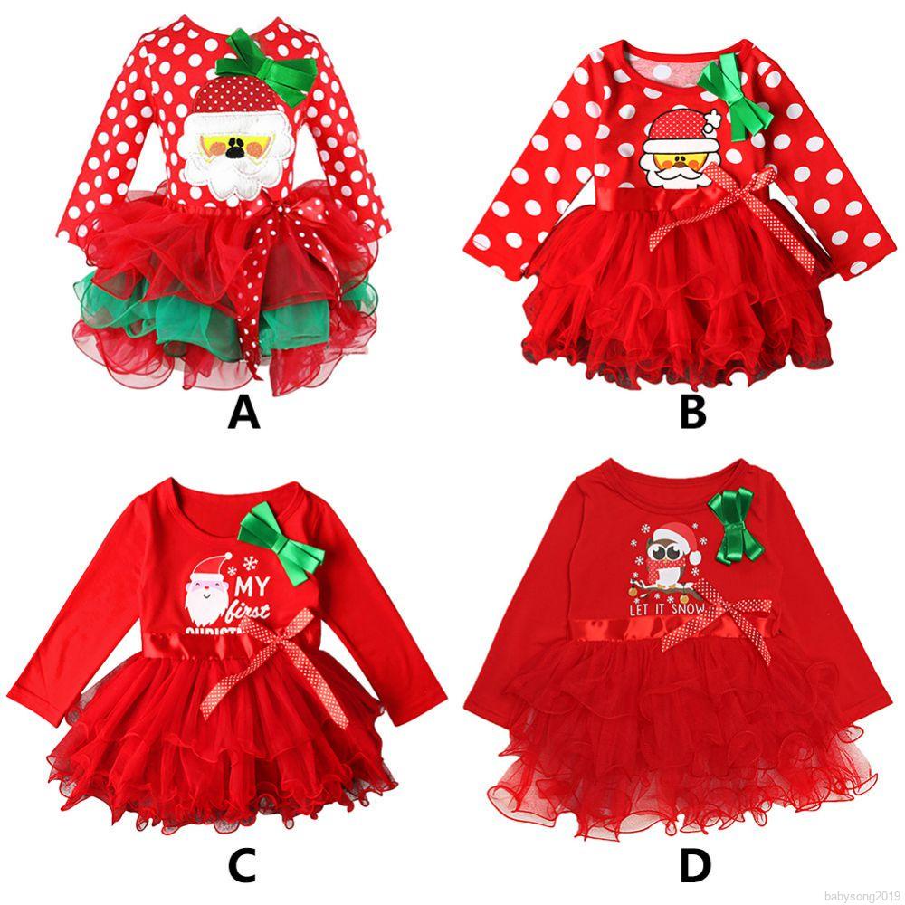 Vestido De Navidad Para Bebé Niña , Niños , Niñas , Papá Noel , Patrón De  Tutú , Vestidos , Ropa | Shopee Chile