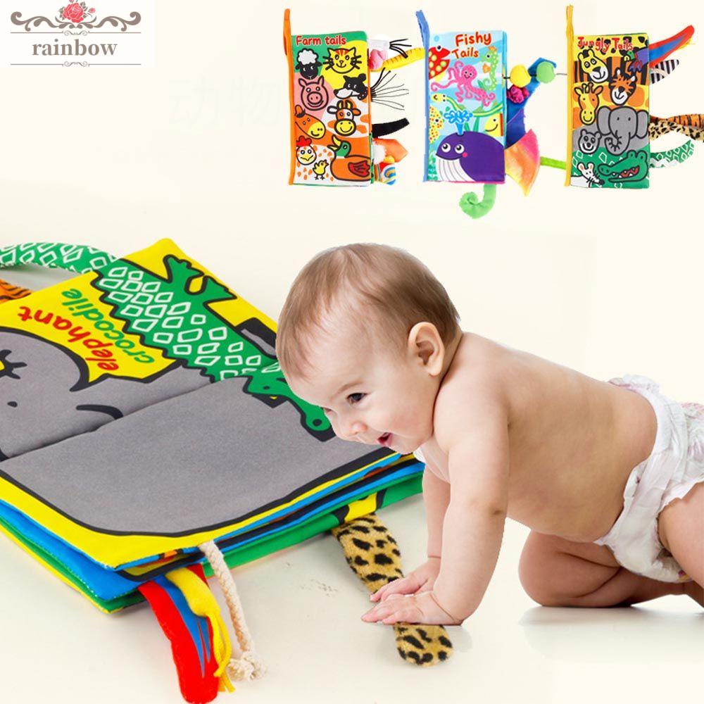 Baby Early Learning Educational Vegetable Cognition Cloth Book with Animal Tails 