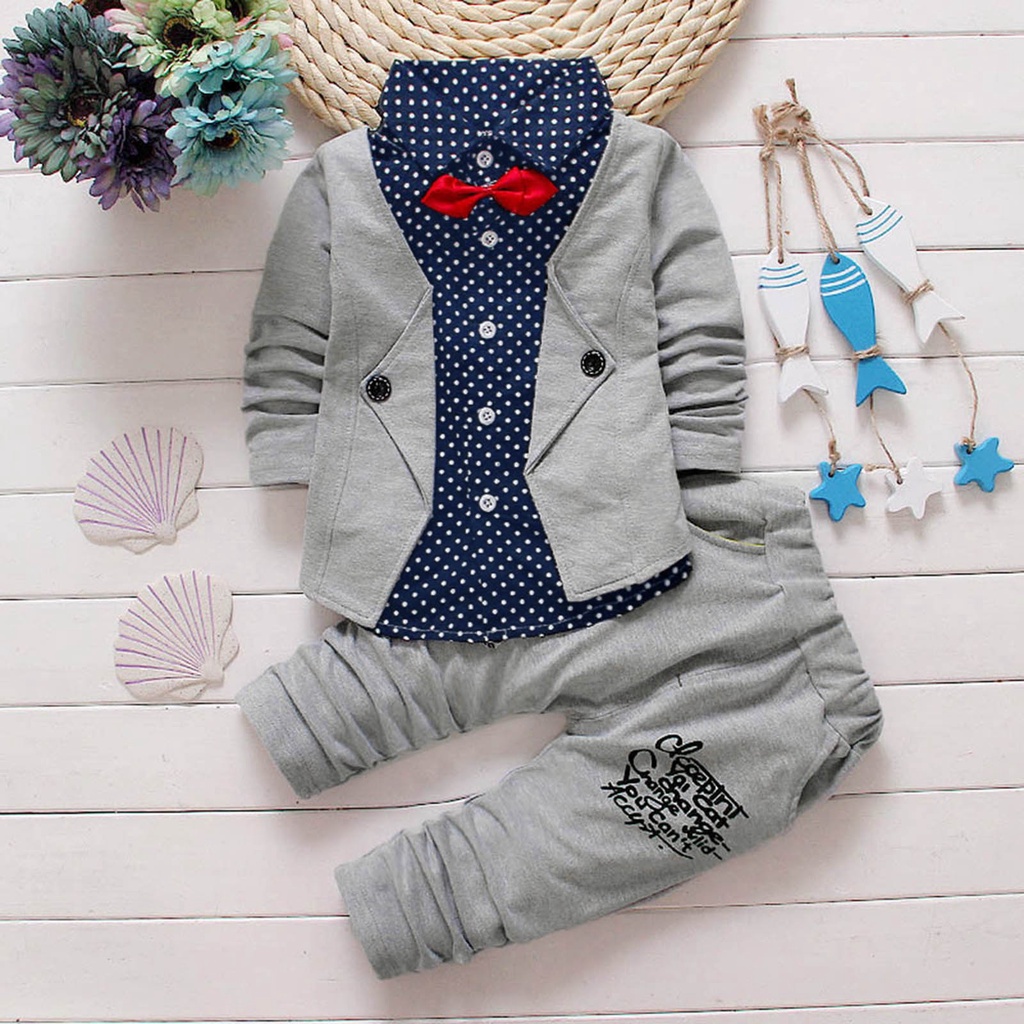 STS] niño bebé niño Gentry conjunto de ropa Formal fiesta bautizo boda  esmoquin arco traje | Shopee Chile