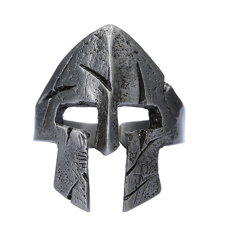 Anillo de acero inoxidable para hombre con diseño de guerrero espartano vintage 