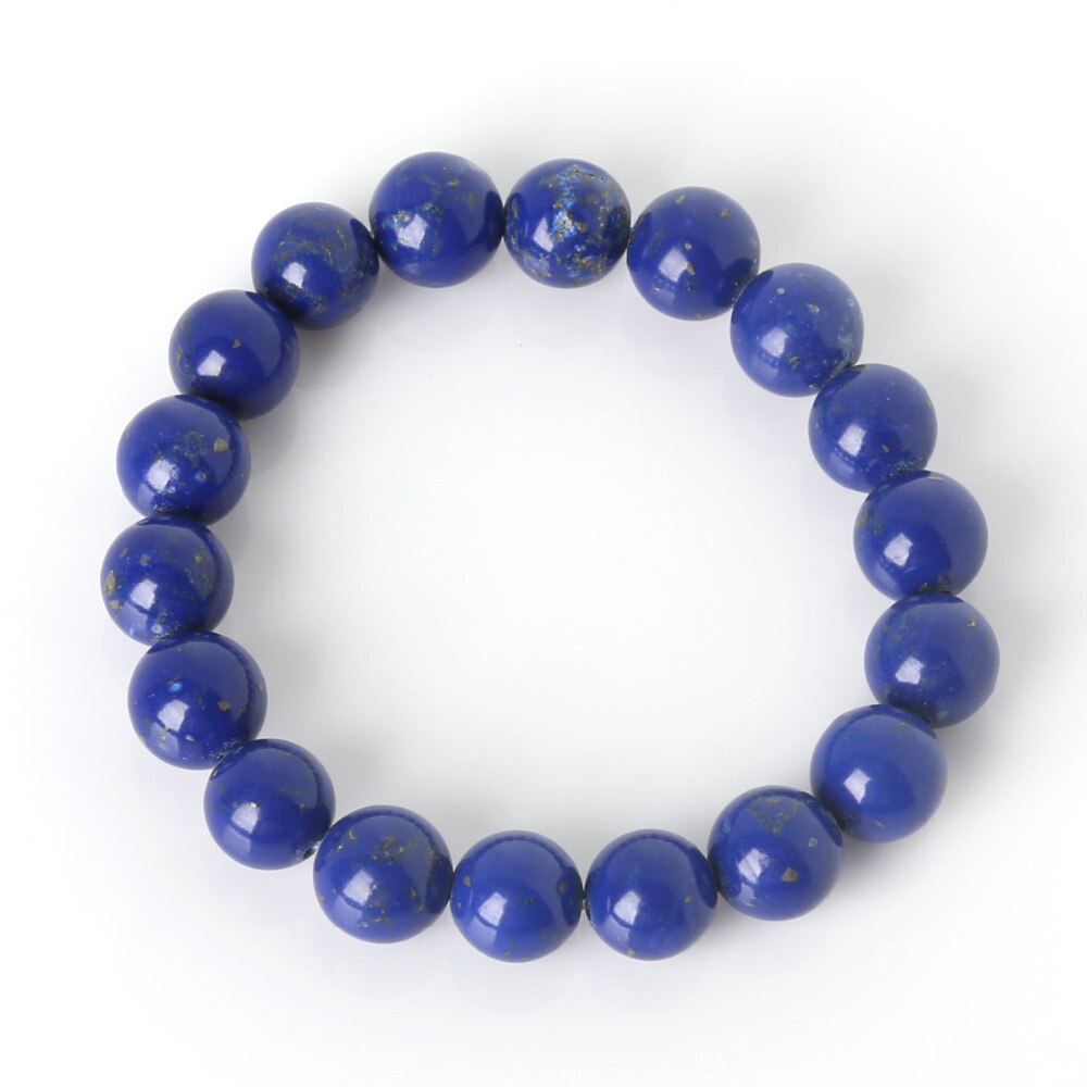 10 mm Collar de joyería de piedras preciosas naturales Lapis Lazuli De Plata Tibetana amor broche 18 