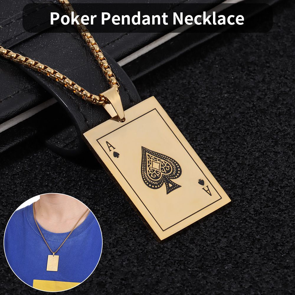 Un Par De Hombre K melocotón rojo tarjeta Collar De Acero Titanio Colgante de póquer picas