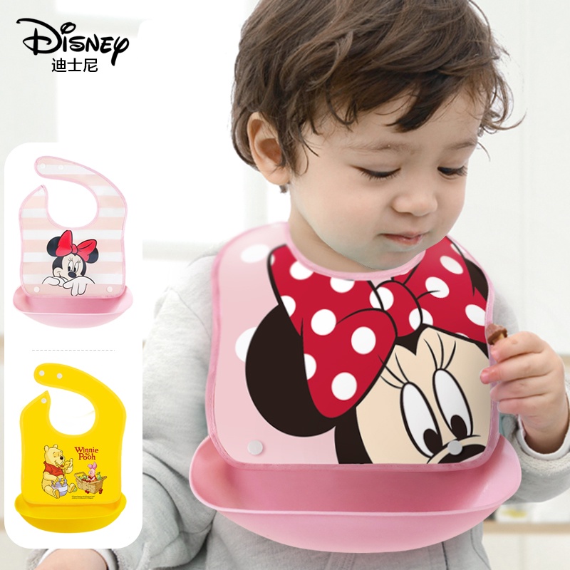 con diseño de Minnie Mouse Ellepi Baberos grandes de Disney para recién nacido de algodón y rizo impermeables con parte trasera de PVC 