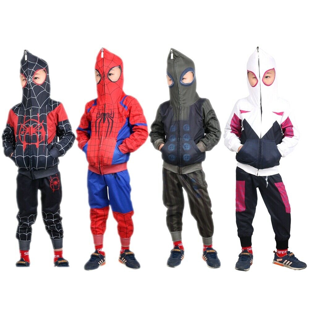 Niños Spider-Man The Verse Peter Parker Spiderman Miles Morales Sudadera  Con Capucha Chaqueta Pantalón Gwen Stacy Traje Conjunto Cosplay | Shopee  Chile
