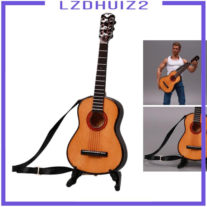 1/6 escala instrumento musical madera V guitarra modelo para figuras de acción rojo 