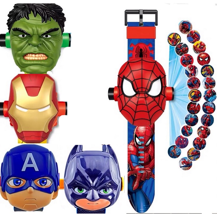 Digital Niños Flippable Proyección Reloj Deportivo Spiderman Iron Man Dibujos  Animados moive Regalo | Shopee Chile