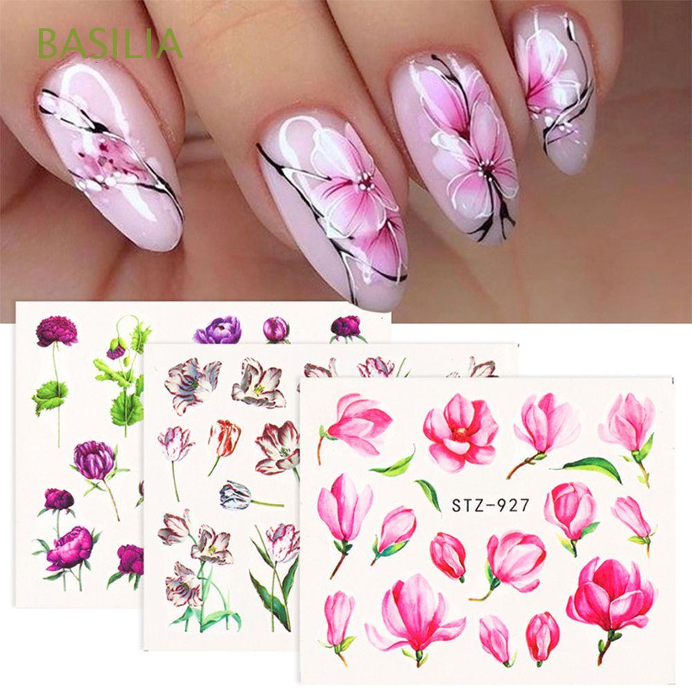 BASILIA Foil Nail Stickers Summer Manicure Nail Art Decoration 24pcs/set Water  Transfer Paper Butterfly Blossom Full Wraps Flower Design Decals | Shopee  Chile