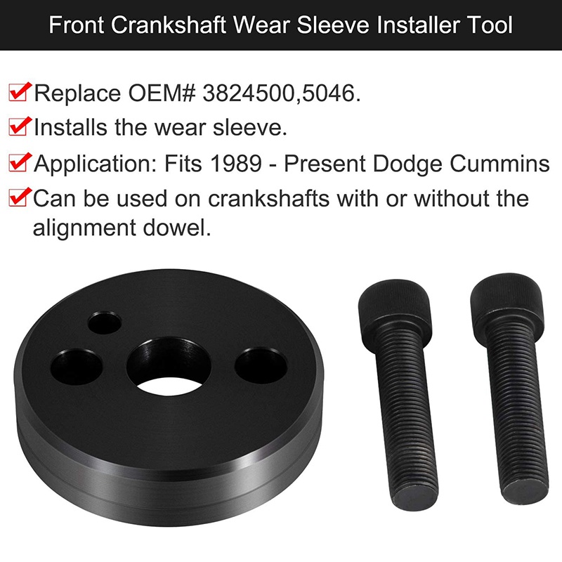 Black Front Cover Crankshaft Seal Installation Tool Fits for Dodge Cummins 3.9L 5.9L 6.7L 4BT B Series ISB QSB 1989-2016 Replace 3824498 1338 
