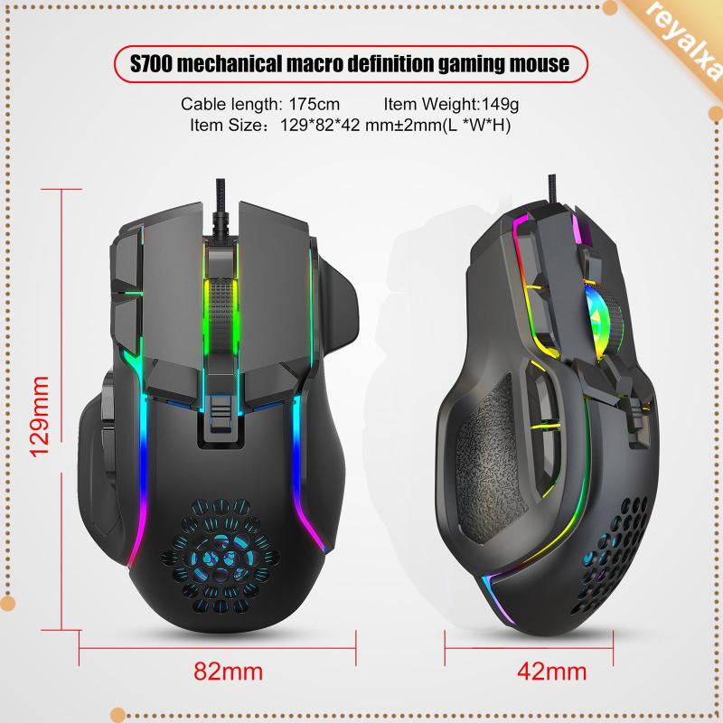 La macro de brillo con cable de la computadora del ratón del juego define el mouse 6 