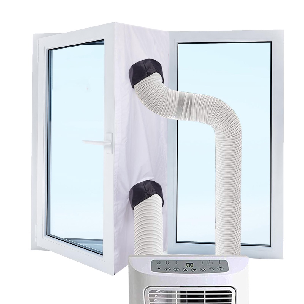 kit de sellado de ventana para unidad de CA móvil con gancho adhesivo y cinta de bucle Junta universal para puerta de aire acondicionado portátil y secadora ventana de 90 x 210 cm 