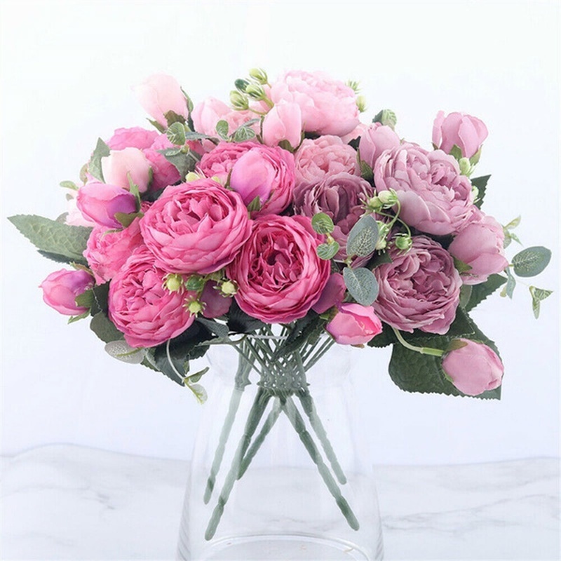 9heads Bunch Diy Silk Peony Artificial Flowers Bouquet For Wedding Home Decors Sho Chile