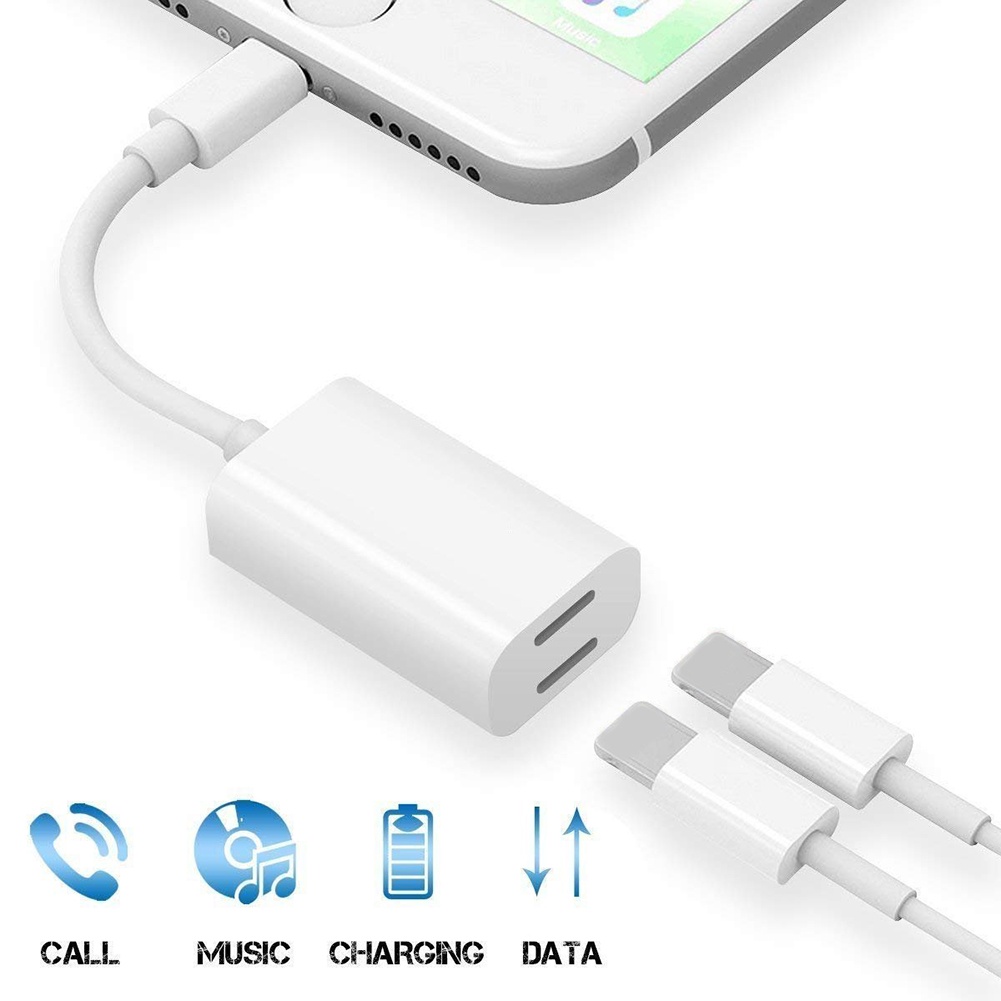 2 en 1 Cargador Auriculares Dual 8 Pin Adaptador divisor de doble iOS para iPhone iPad 2 en 1 Cargador Auriculares Dual 8 Pin Adaptador divisor de doble iOS para iPhone iPad