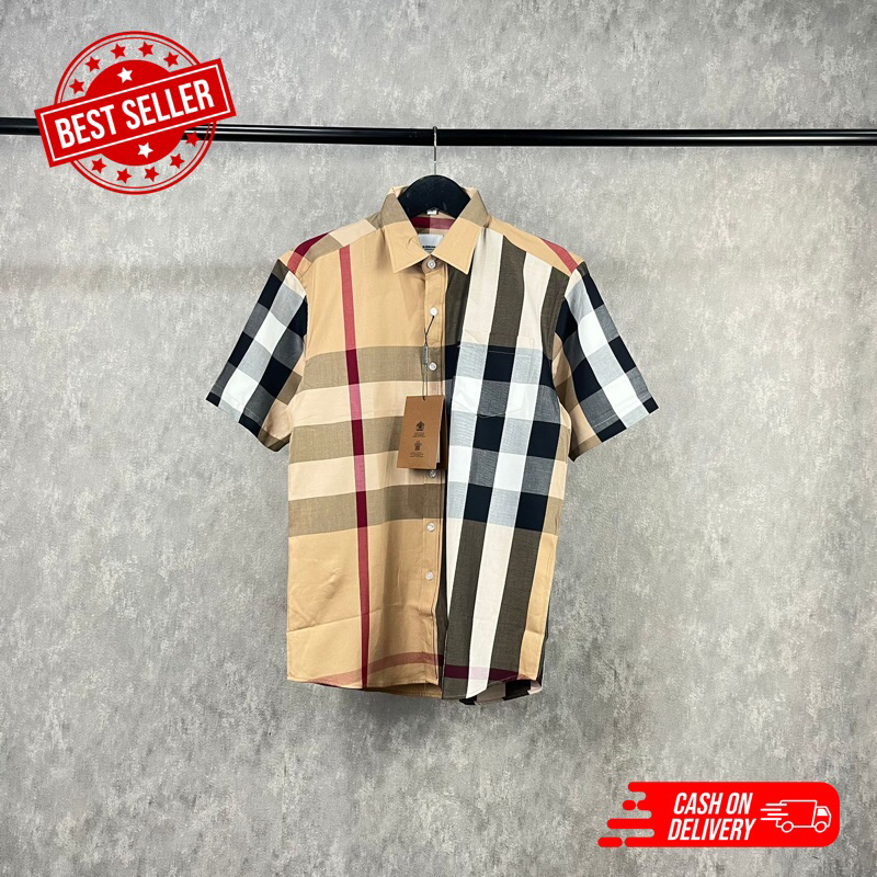 Camisa BURBERRY de manga corta espejo 1:1 - camisa CASUAL para hombre |  Shopee Chile