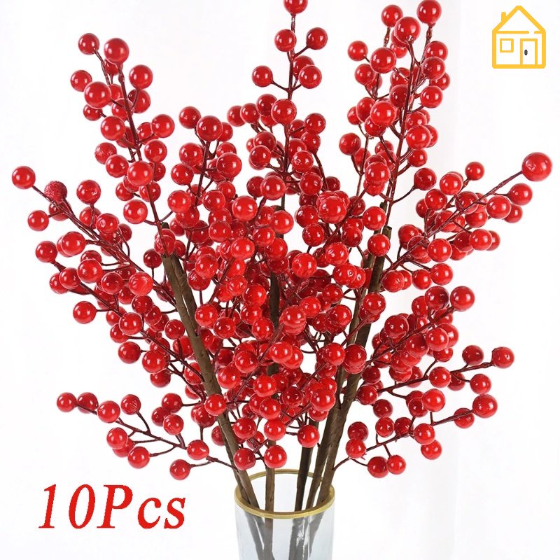 2/10Pcs Ramo De Flores Artificiales De Simulación De Navidad Rama  Artesanal/Adorno Árbol Cerezo Suministros | Shopee Chile