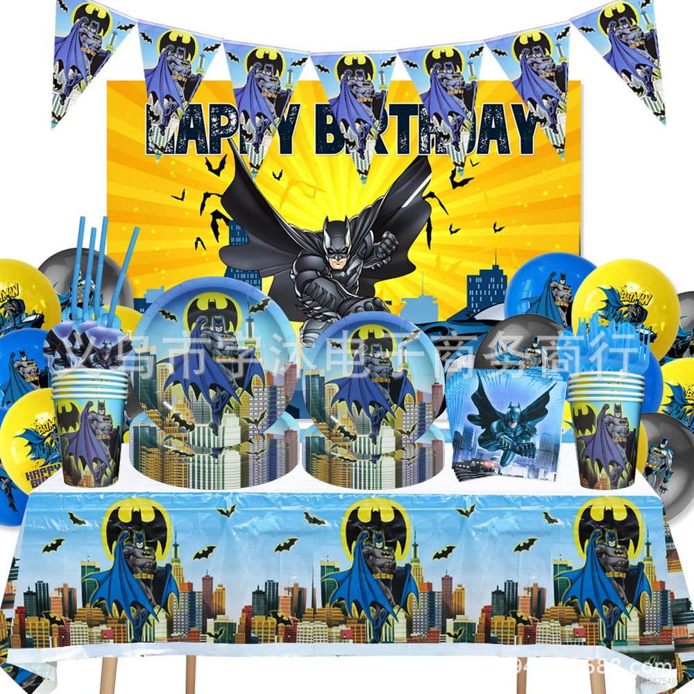 Kira Batman Decoraciones De Fiesta Mantel Conjunto De Cumpleaños Bandera  Desechable Vajilla Platos Soporte De Tarta Caja De Regalo | Shopee Chile