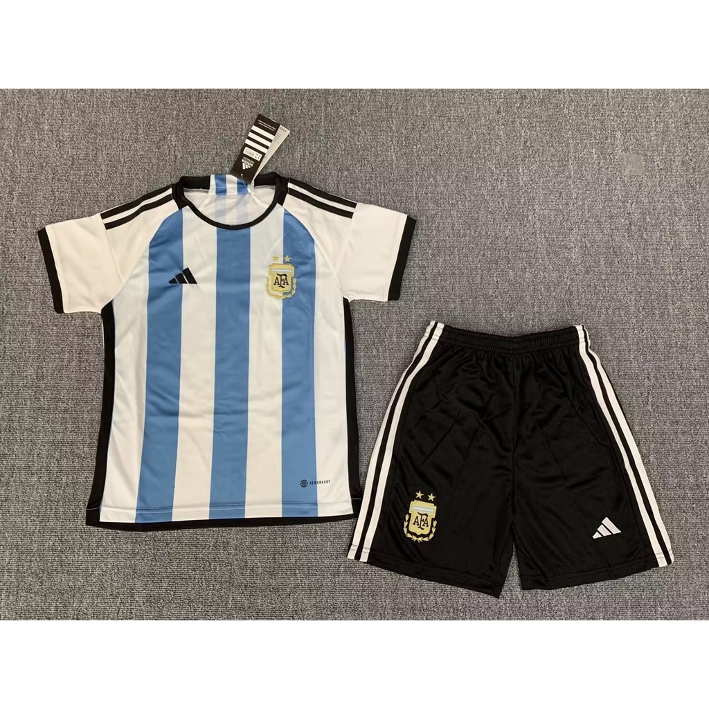 Ropa Infantil De Fútbol] 2223 Nueva Copa Del Mundo Argentina home football  Traje De Camisa De Alta Calidad Pantalones Cortos | Shopee Chile